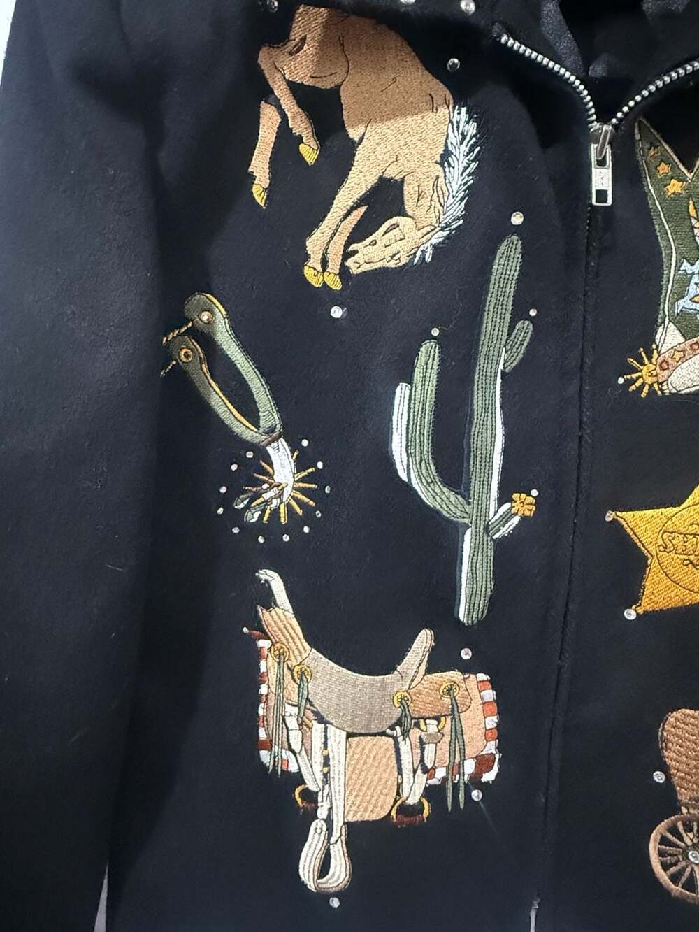 Gordon & James Western Embroidered Wool Jacket Women’s S Black Cowgirl Y2K - Picture 6 of 9